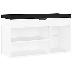 Maison Chic Banc à chaussures | Meuble de rangement à chaussures Meuble d'Entrée avec coussin Blanc 80x30x47 cm Aggloméré -MN93240