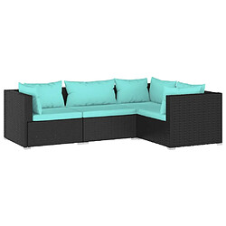 Maison Chic Salon de jardin 4 pcs + coussins - Mobilier/Meubles de jardin - Table et chaises d'extérieur Résine tressée Noir -MN94335