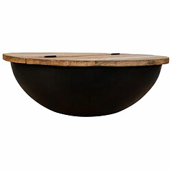 Table Basse Alexandra House Living Noir Fer Bois de manguier 86 x 30 x 86 cm pas cher