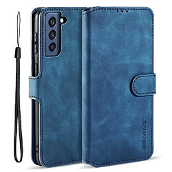 Dg.Ming Etui en PU Style rétro avec support bleu pour votre Samsung Galaxy S21 FE