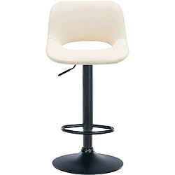 Decoshop26 Tabourets de bar chaises haute x2 avec repose-pieds en PVC crème piètement métallique noir 10_0004067