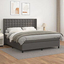 vidaXL Sommier à lattes de lit avec matelas Gris 160x200 cm Similicuir