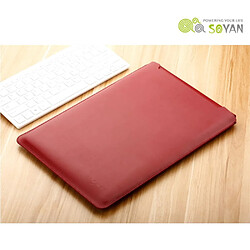 Sacoche en cuir SOYAN avec tapis de souris pour Macbook 12 pouces avec écran retina (2015) - Rouge vin