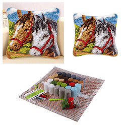 Kits de crochet de verrouillage pour housse de coussin bricolage housse de coussin canapé 43x43cm deux chevaux