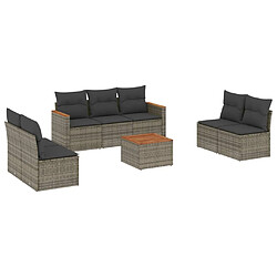 Maison Chic Ensemble Tables et chaises d'extérieur 8 pcs avec coussins,Salon de jardin gris résine tressée -GKD744080