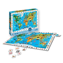 SentoSphère Puzzle 100p Planisphere des animaux - Cherche et trouve