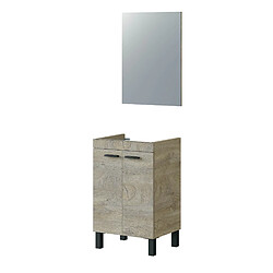 Pegane Meuble salle de bain Sous-Vasque 50 cm + Miroir coloris Alaska chêne à nœuds - Longueur 50 x Hauteur 80 x Profondeur 40 cm pas cher