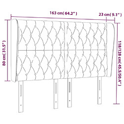 vidaXL Tête de lit avec oreilles Crème 163x23x118/128 cm Tissu pas cher