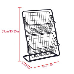 Universal Panier de rangement de marché à 2 niveaux Étagères de rangement Organisateur pour fruits et légumes Articles de toilette Panier de rangement domestique