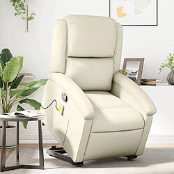 Maison Chic Fauteuil Relax pour salon, Fauteuil inclinable de massage Crème Similicuir -GKD64066