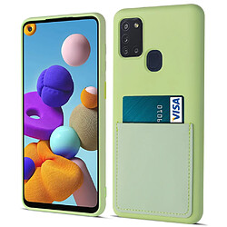 Coque en silicone anti-rayures avec porte-carte Matcha vert pour votre Samsung Galaxy A21s