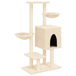 Helloshop26 Arbre à chat meuble tour grimper jouet grattage grattoir escalade plateforme avec griffoirs en sisal 117 cm crème 02_0022460