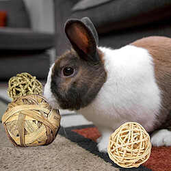 Paquet De 4 Jouets De Lapin-Balle De Jouet D'Activité Pour Petits Animaux, jouets à Mâcher Pour Animaux De Compagnie Balle d'Herbe Pour Lapins Lapins Cobayes Gerbilles