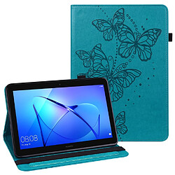 Etui en PU motif papillons avec support bleu pour votre Huawei MediaPad T3 10