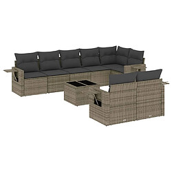 Maison Chic Ensemble Tables et chaises d'extérieur 9 pcs avec coussins,Salon de jardin gris résine tressée -GKD428701