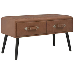 Helloshop26 Banquette pouf tabouret meuble banc avec tiroirs 80 cm marron foncé synthétique 3002159