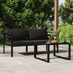 Maison Chic Ensemble de 3 Tables et chaises d'extérieur avec coussins,Salon de jardin, Ensemble Tables et chaises d'extérieur Aluminium Anthracite -GKD308879