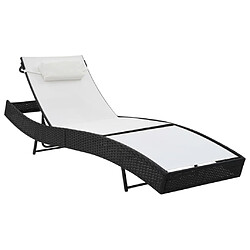 vidaXL Chaise longue avec oreiller Résine tressée Noir