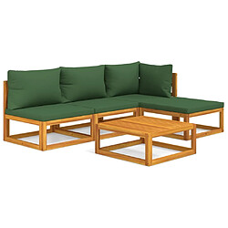 Maison Chic Salon de jardin 5 pcs + coussins - Mobilier/Meubles de jardin - Table et chaises d'extérieur vert bois massif -MN57755