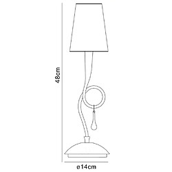 Luminaire Center Lampe de Table Paola 1 Ampoule E14, argent peint avec Abat jour noir & goutelettes en verre noir