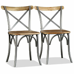 Avis Maison Chic Lot de 6 Chaises à manger,Chaise pour cuisine bois de manguier massif et acier -MN70962