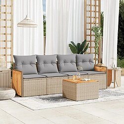 Maison Chic Salon de jardin avec coussins 5 pcs | Ensemble de Table et chaises | Mobilier d'Extérieur beige résine tressée -GKD44981