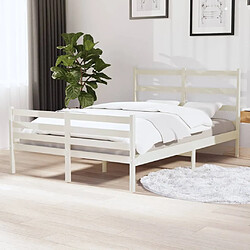 vidaXL Cadre de lit sans matelas blanc bois massif