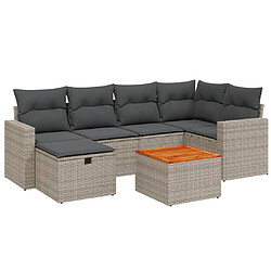 vidaXL Salon de jardin avec coussins 7 pcs gris résine tressée