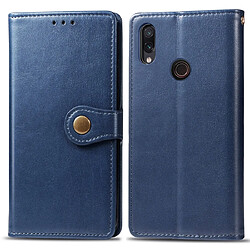 Wewoo Housse Coque Étui en cuir de protection pour téléphone mobile avec boucle photocadre photo et fente carteportefeuille et support Xiaomi Redmi 7 bleu