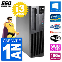 PC Lenovo ThinkCentre M82 SFF Intel i3-2100 RAM 16Go SSD 960Go Windows 10 Wifi - Occasion