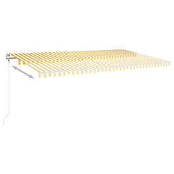 Avis Maison Chic Auvent automatique | Store banne extérieur | Marquise capteur de vent LED 600x350cm Jaune et blanc -MN57061