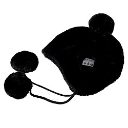 Bonnet pom-pom chaud avec écouteur sans fil bluetooth kit mais libres pour les hommes et femmes - Noir