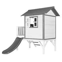 Avis AXI Maison Enfant Beach Lodge XL en BLANC avec Toboggan en Gris | Maison de Jeux en Bois FFC pour Les Enfants | Maisonnette / Cabane de Jeu pour Le Jardin