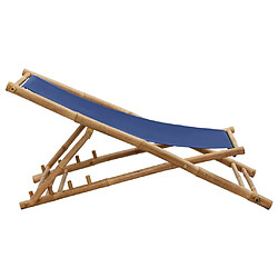 Acheter vidaXL Chaise de terrasse Bambou et toile Bleu marine