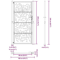 vidaXL Portail de jardin noir 105x205 cm acier conception de flamme pas cher