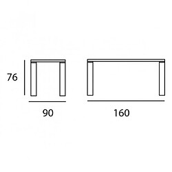 Inside 75 Table repas ECO 6 couverts 160 x 90 x 76 cm pieds noyer plateau céramique hidra