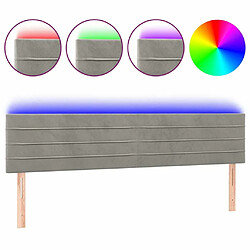 Maison Chic Tête de lit scandinave à LED,meuble de chambre Gris clair 160x5x78/88 cm Velours -MN32425