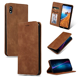 Wewoo Housse Coque en cuir à rabat horizontal magnétique Business Skin Feel rétro pour Xiaomi Redmi 7A Marron