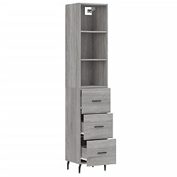 Avis vidaXL Buffet haut Sonoma gris 34,5x34x180 cm Bois d'ingénierie