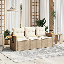 Maison Chic Salon de jardin avec coussins 3 pcs | Ensemble de Table et chaises | Mobilier d'Extérieur beige résine tressée -GKD63607