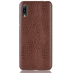 Wewoo Coque PC + PU antichoc en texture de crocodile pour Huawei Y6 Pro 2019 marron