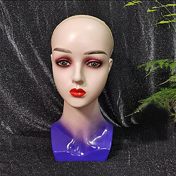 Acheter Tête De Mannequin Visage Féminin Support Chauve Pour Le Coiffage De Perruques Ou Le Chapeau D'affichage Violet