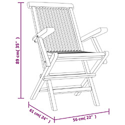 vidaXL Chaises de jardin pliantes lot de 8 gris 56x61x89 cm bois teck pas cher