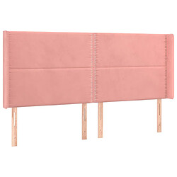 vidaXL Tête de lit avec oreilles Rose 163x16x118/128 cm Velours