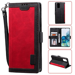 Etui en PU épissage vintage avec support rouge pour votre Samsung Galaxy S20