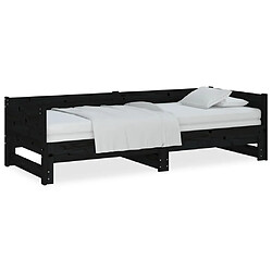 vidaXL Lit coulissant sans matelas noir 2x(90x200) cm