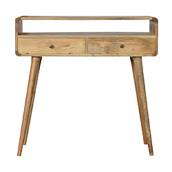 Artisan Furniture Table console courbée en bois massif chêne avec fente ouverte, salon ou couloir