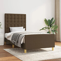 Maison Chic Lit adulte - Cadre Structure de lit avec tête de lit Contemporain Marron foncé 80x200 cm Tissu -MN30455