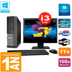 PC DELL 3020 SFF Ecran 22" Core I3-4130 RAM 16Go Disque 1 To Wifi W7 - Occasion