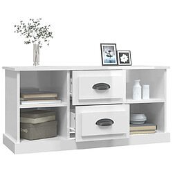 Maison Chic Meuble TV scandinave - Banc TV pour salon blanc brillant 99,5x35,5x48 cm bois d'ingénierie -MN46073 pas cher